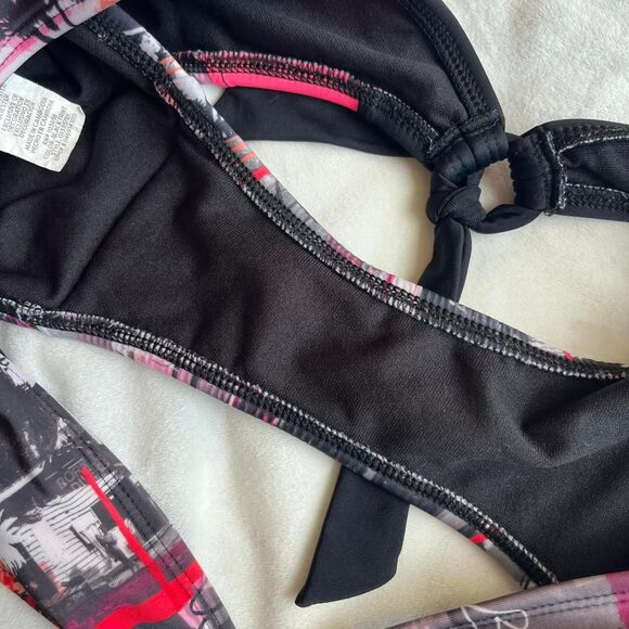 Vintage Y2K cyber glam OP pink and black bikini set size medium (junior’s 7/9) - Picture 6 of 8